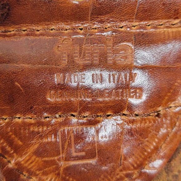 Furla Womens Sz L Belt Adjustable Wide Woven Made In Italy Genuine Leather Brown - Picture 3 of 8